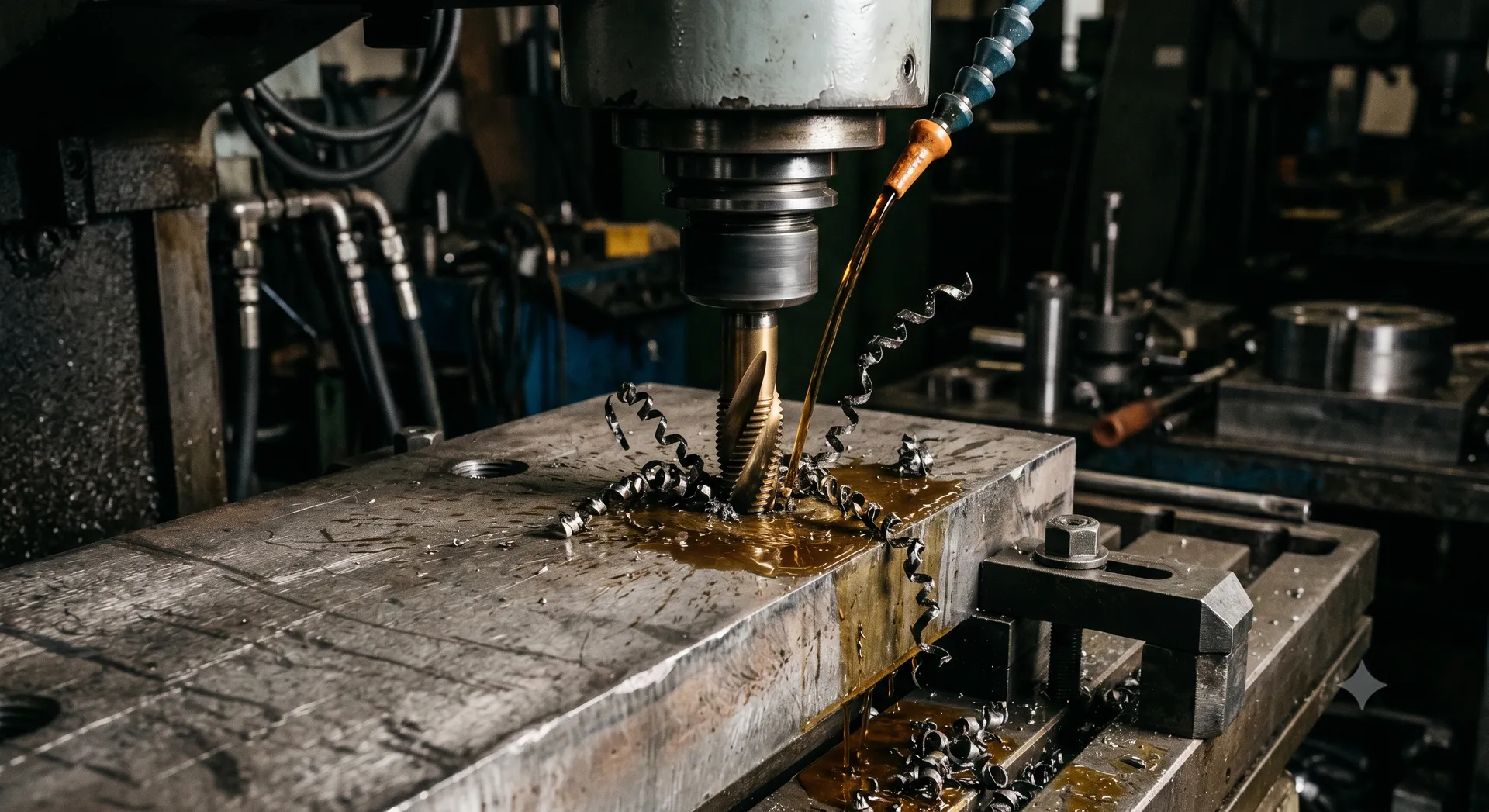 Thread tapping on cut steel plate — up to M16