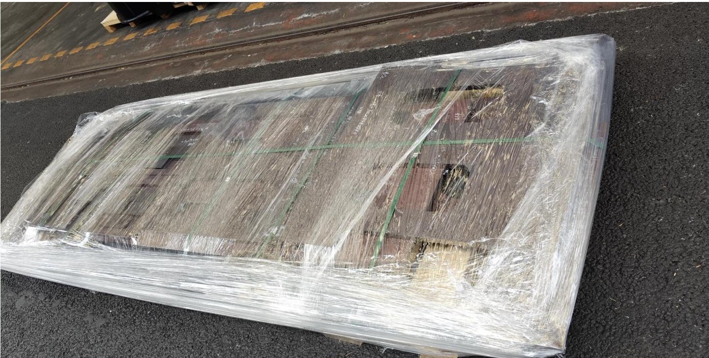 Steel plate parts packed for delivery to Vietnam
