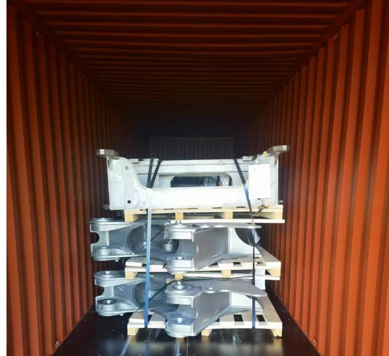 Steel plate parts packed for delivery to Spain