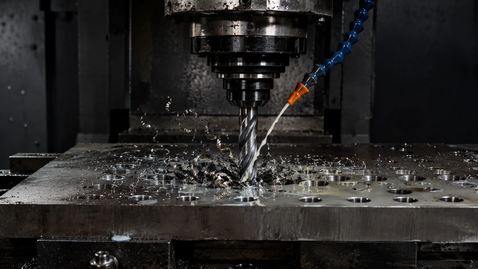 Drilling and machining — hole patterns added to cut steel plate parts